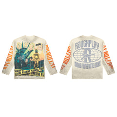 Rough Play Bandaid For The Battle Wounds Oversized Long Sleeve Tee — Cream