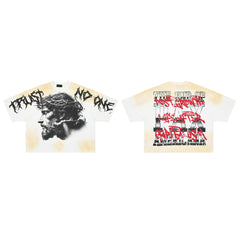 Rare Peace Trust No One Oversized Graphic Tee — Washed White