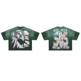 Rare Peace Lady Liberty Oversized Graphic Tee - Forest Green