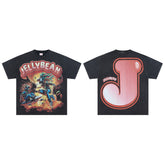 Jellybean Nuke Oversized Graphic Tee — Washed Black