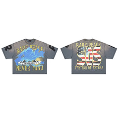 Rare Peace SOS The End Of An Era Crop Tee — Washed Grey