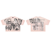 Rare Peace Statues Oversized Graphic Tee — Pink