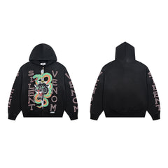 DUAA Silent Venom Oversized Zip Hoodie — Black