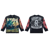 Rough Play Bandaid For The Battle Wounds Oversized Long Sleeve Tee — Black