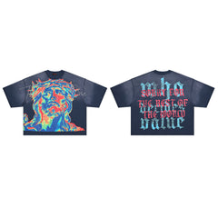 Rare Peace Sorry For The Rest Of The World Oversized Graphic Tee — Navy