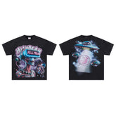 Jellybean Alien VR Oversized Graphic Tee — Washed Black