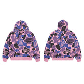 Rough Play All-Over Camo Oversized Zip Hoodie — Pink