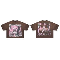Rare Peace Welcome To The Dark Age 2.0 Oversized Graphic Tee — Brown