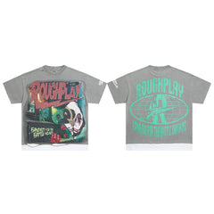 Rough Play The World Is Yours Casino Oversized Graphic Tee — Grey