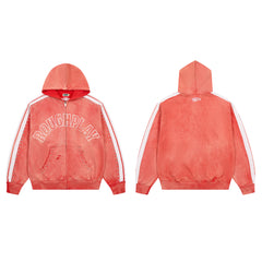 Rough Play Varsity Stripe Oversized Zip Hoodie