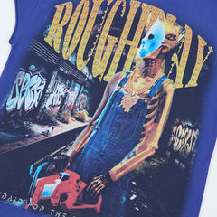 Rough Play Bandaid for the Battle Wounds Oversized Graphic Tee — Royal Blue
