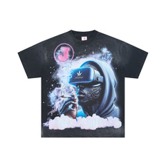 Jellybean VR Vision Oversized Graphic Tee — Washed Black