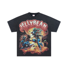 Jellybean Nuke Oversized Graphic Tee — Washed Black