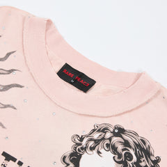 Rare Peace Statues Oversized Graphic Tee — Pink