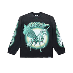 DUAA Pegasus Oversized Long Sleeve Tee — Black