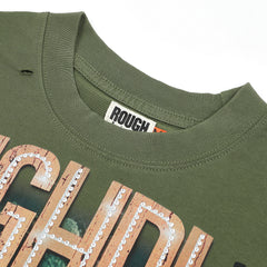 Rough Play Jungle Skull Oversized Graphic Tee — Olive