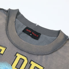 Rare Peace SOS The End Of An Era Crop Tee — Washed Grey