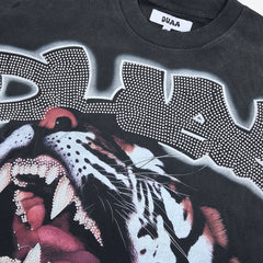DUAA Roaring Tiger Oversized Graphic Tee — Washed Black