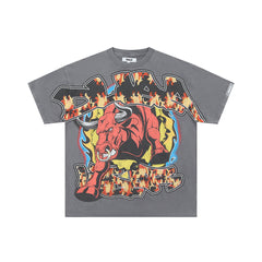 DUAA Raging Bull Oversized Graphic Tee — Washed Grey
