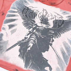 Rare Peace Angel Warrior Oversized Graphic Tee — Washed Pink