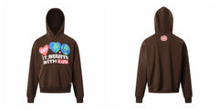 Broken Planet It Starts With Luv Brown Oversized Graphic Hoodie