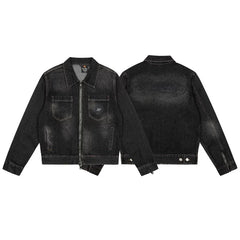 Broken Planet Flame BP Logo Washed Zip Denim Jacket