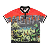 Mixed Emotion Alien Beach Graphic Short Sleeve Polo