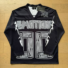Mixed Emotion 00 Wood Grain Print Long‑Sleeve Hockey Jersey