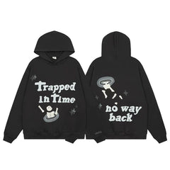 Broken Planet Trapped in Time Black Skull UFO Hoodie