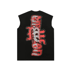 Mixed Emotion Black Tank Top – Studded Mixed Emotion Angel Print