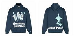 Broken Planet The Madness Never Ends Navy Oversized Graphic Hoodie