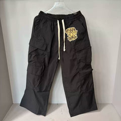 Mixed Emotion Patch Nylon Wide Leg Cargo Pants