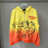 Mixed Emotion Gradient Cupid Graphic Zip‑Up Hoodie