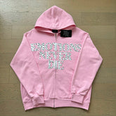 Mixed Emotion Emotions Never Die Rhinestone‑Effect Zip‑Up Hoodie