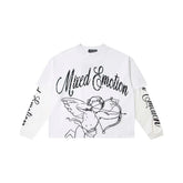 Mixed Emotion White Two-Layer Long Sleeve Top – Cupid Mixed Emotion Print