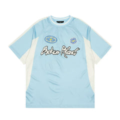 Broken Planet Light Blue Retro Football Jersey T-Shirt