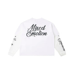 Mixed Emotion White Two-Layer Long Sleeve Top – Cupid Mixed Emotion Print