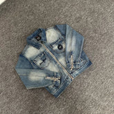 Broken Planet Flame BP Logo Washed Zip Denim Jacket