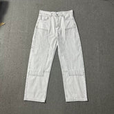 Broken Planet Washed Double Knee Wide Leg Jeans - Light Grey