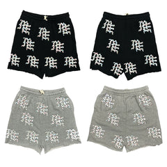 Mixed Emotion Casual Shorts – Rhinestone Gothic Letter Print