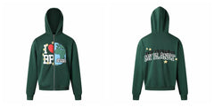 Broken Planet I Love BP Forest Green Zip Hoodie