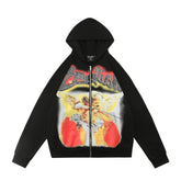 Mixed Emotion Black Zip Hoodie – Worn Angel Rhinestone Emotion Print