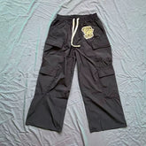 Mixed Emotion Patch Nylon Wide Leg Cargo Pants