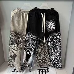 Mixed Emotion Lion Animal‑Print Wide Leg Sweatpants