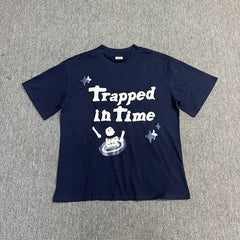 Broken Planet Trapped in Time Graphic T-Shirt - Navy Blue