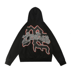 Mixed Emotion Black Zip Hoodie – Worn Angel Rhinestone Emotion Print