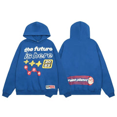 Broken Planet The Future Is Here Blue Oversized Graphic Hoodie