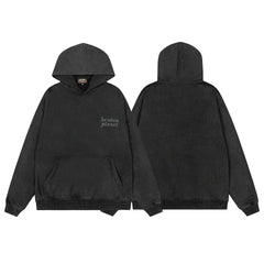 Broken Planet Minimal Embroidery Washed Black Matching Tracksuit Set