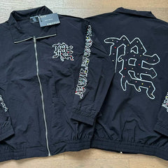 Mixed Emotion Rhinestone Logo Zip‑Up Track Jacket