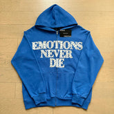 Mixed Emotion Emotions Never Die Rhinestone‑Effect Zip‑Up Hoodie